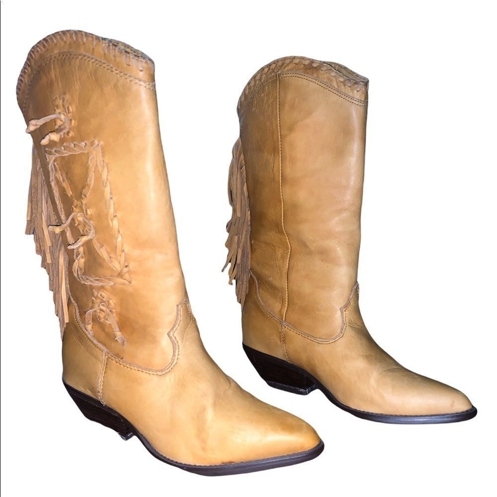 70's Zodiac Buckskin Leather Boots, Vintage Tan Leather Boots by Zodiac Size 7
